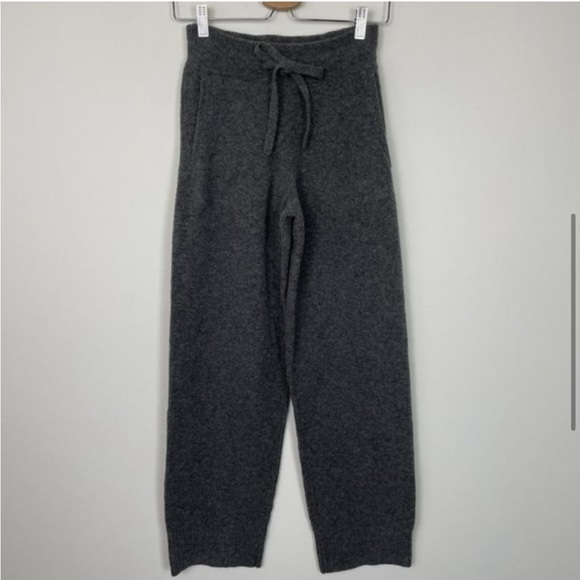 Everlane The Cozy Stretch Wide Leg Wool Blend Sweatpants Dark Gray - Picture 3 of 11